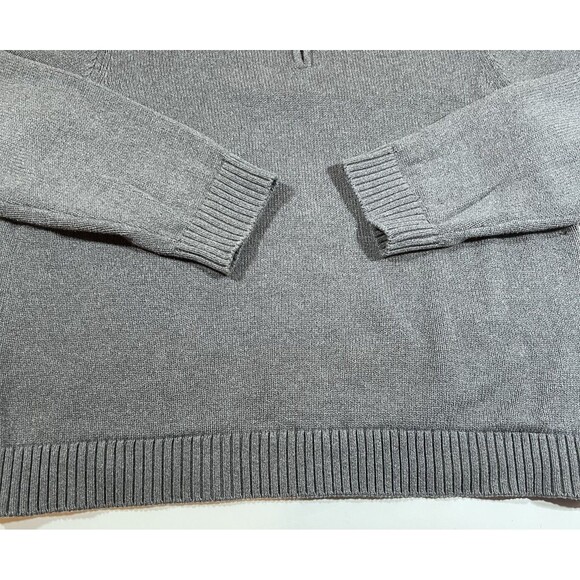 LL Bean 1/4 Zip Grey Cotton Knit Mock Neck Pullover Sweater Men's Size XL - Picture 2 of 8